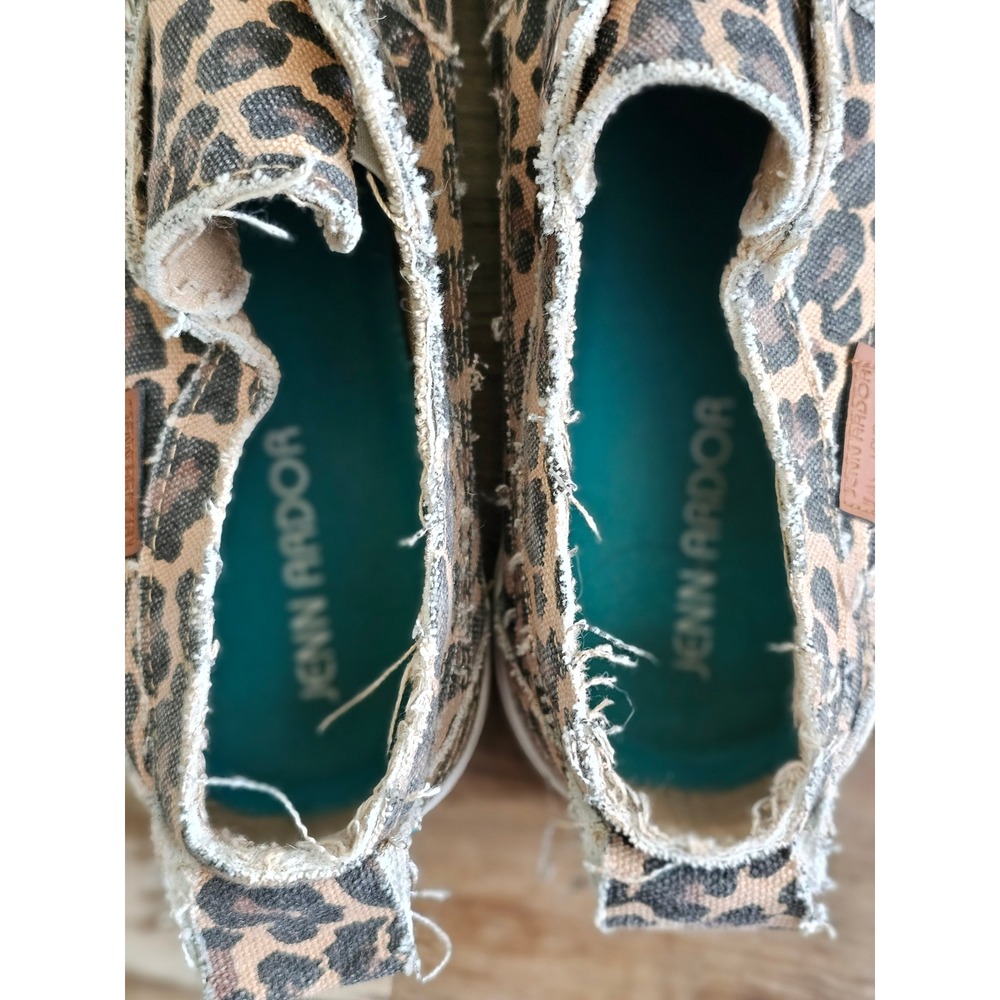 Jenn Ardor Sport Womens 10 Leopard Print Canvas Slip On Sneakers Frayed Edge - Picture 4 of 5